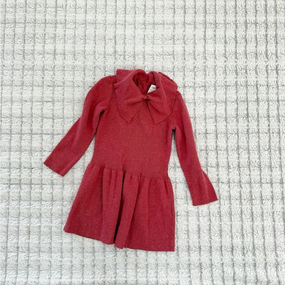 H&M Deep Red Organic Cotton Sweater Dress